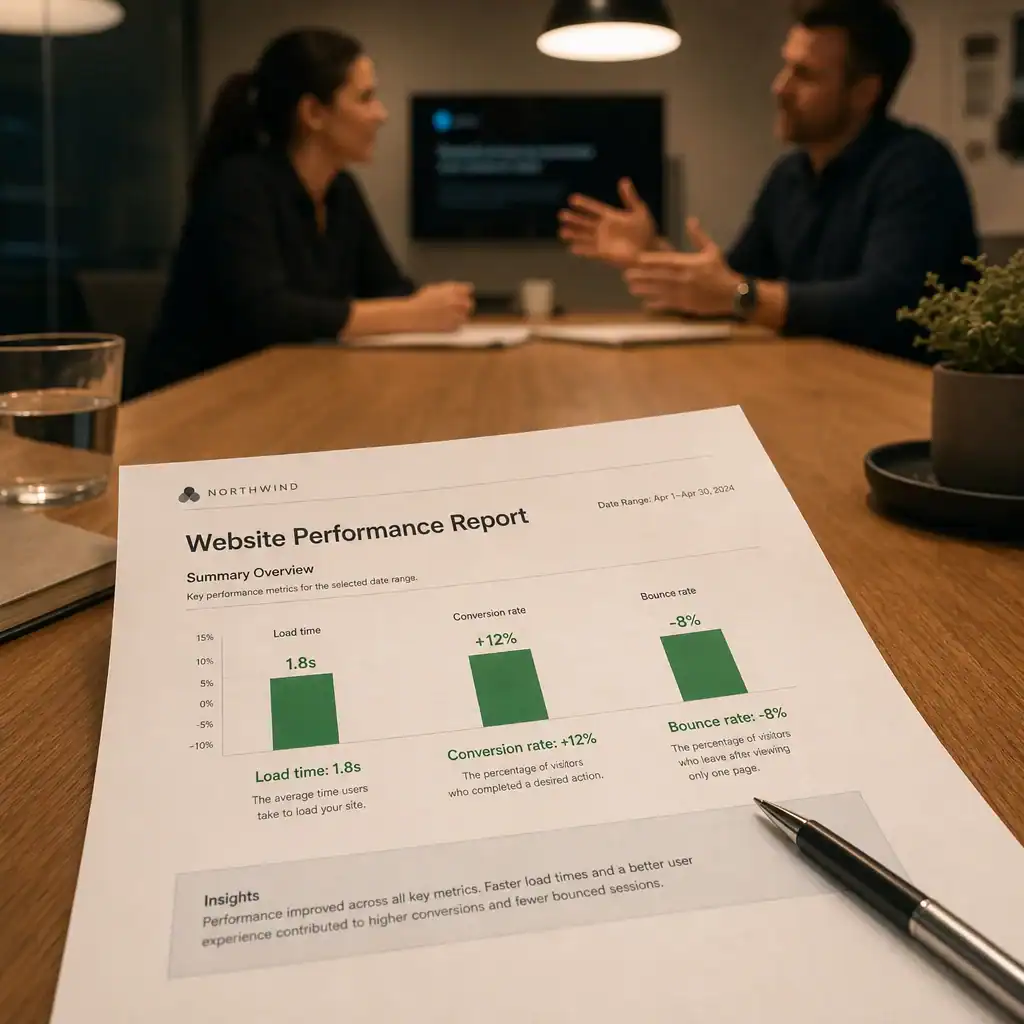 Abstract composition representing website stability and performance
